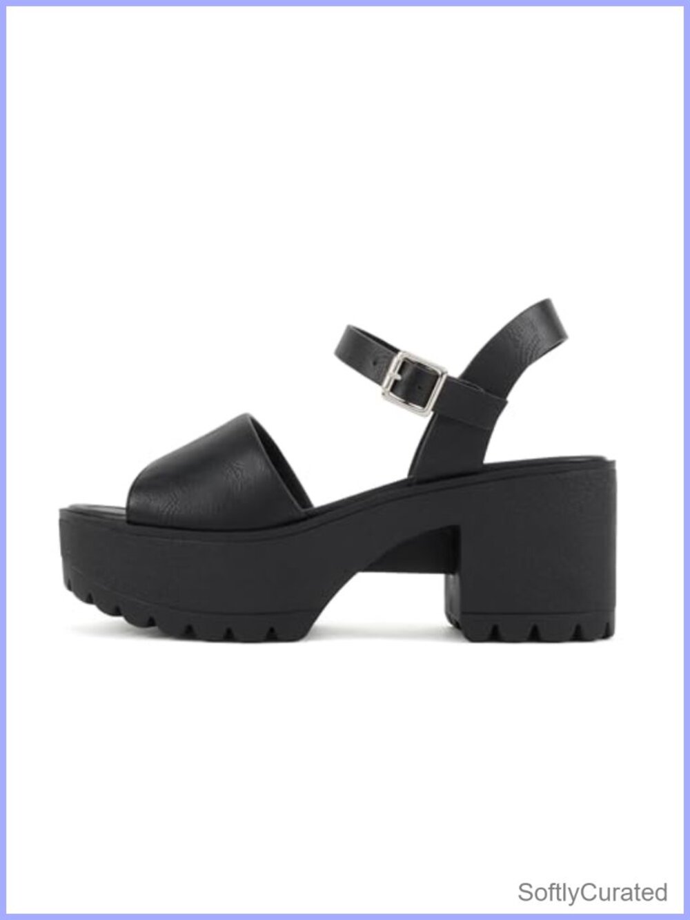 Women's Lug Sole Block Heel Sandal with Adjustable Ankle Strap